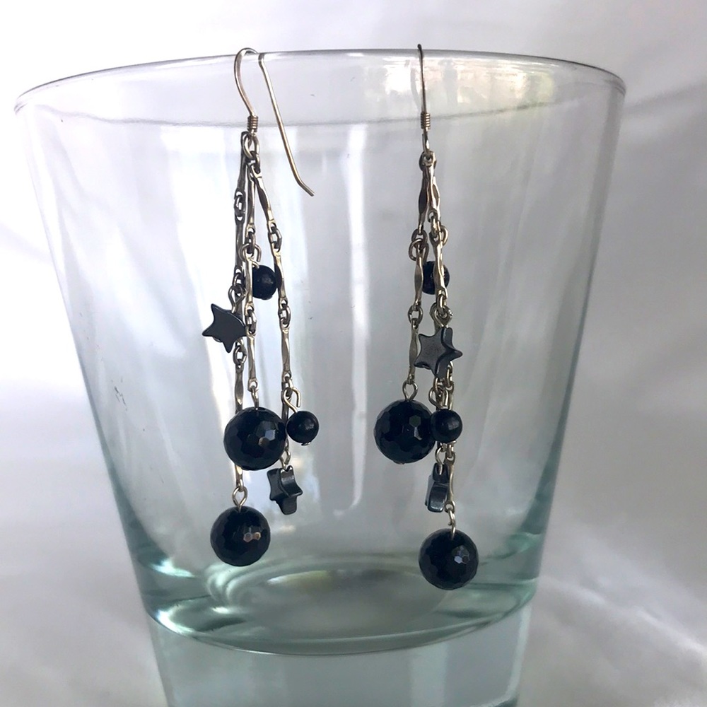 Dangle stars and sphere earrings